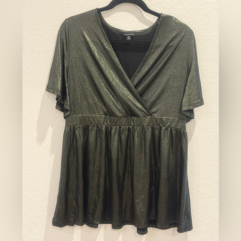 Torrid Metallic Olive Blouse